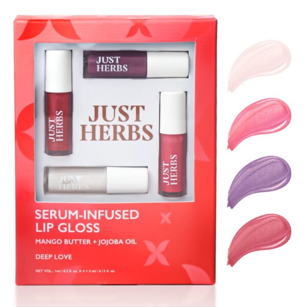 Just Herbs 4 IN 1 Lip Gloss for Women, Serum Infused Non-Sticky Glossy and Hydrating Lip Gloss 4 gm - Fast Shipping to USA & Canada