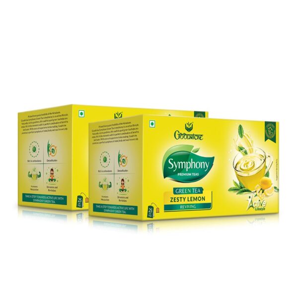GOODRICKE Symphony Green Tea Zesty Lemon Flavour, 25 Tea Bags (Pack Of 2) | 100% Natural Flavour, Detoxifies & Boost Immunity, 90 Gram - Fast Shipping to USA & Canada