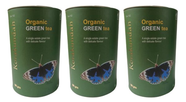 KORAKUNDAH Organic Green Tea in Canister (Butterfly) 100 grams | Pack of 3 | Total 300 grams | A Single Estate Green Tea with Delicate Flavour | Chamraj Finest Nilgiri Tea - Fast Shipping to USA & Canada