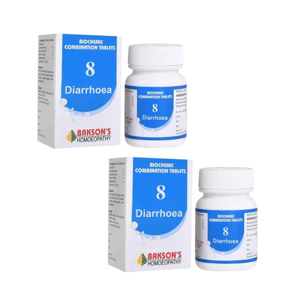Dr. Bakshi's BAKSON'S HOMOEOPATHY Biochemic Combination Tablets # 8 (DIARROHEA) Tablets (250 Units) (Pack of 2)