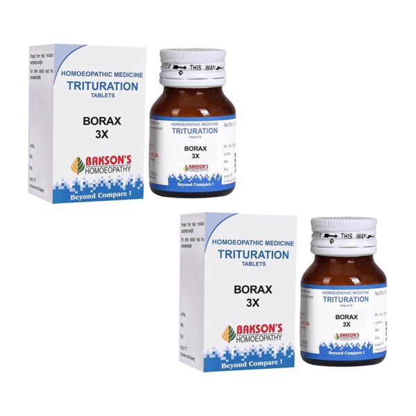 Dr. Bakshi's BAKSON'S HOMOEOPATHY BORAX-3X TABLETS (100 UNITS) - Pack of 2