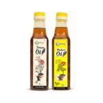 Nutriorg Organic Mustard & Sesame Oil ( Pack of 2* 500 ml) | Cold Pressed | Wooden Pressed | Essential Cooking Purpose | Unrefined | Natural Filtration for Nutrients Retention | Hair & Skin Care - Fast Shipping to USA & Canada