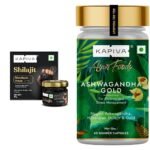Kapiva Himalayan Shilajeet Resin, 20g-Performance Booster & Kapiva Ashwagandha Gold Capsules, 183rd day harvested Potent Nagori Ashwagandha With Gold, (60 Capsules) - Fast Shipping to USA