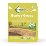 Nutriorg Organic Barley Grass Powder 75g | Whole Hulled Barley Grains Powder - Fast Shipping to USA & Canada