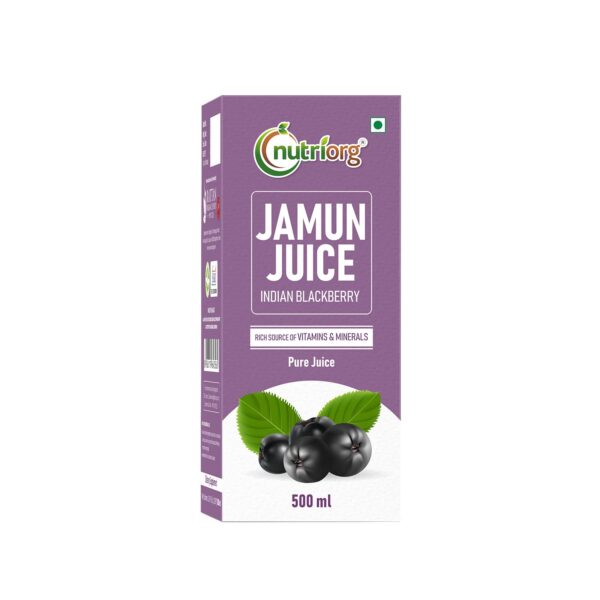 Nutriorg Jamun Juice | 500 ml | Pure Jamun Juice for Diabetes Care | Controls Blood Sugar Levels | Blood Purification | No Added Sugar, Preservatives, or Colors - Fast Shipping to USA & Canada