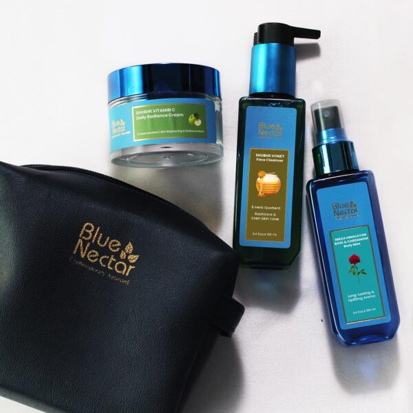 Blue Nectar Essentials Gift for Him | Plant Based Actives : Aloe Vera Honey Face Wash, Rose Body Mist & Natural Vitamin C Face Cream | Set of 3 | Men Gift Set for Anniversary & Birthday - Fast Shipping to USA & Canada