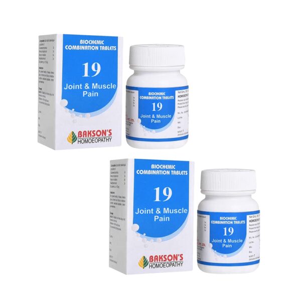 Dr. Bakshi's BAKSON'S HOMOEOPATHY Biochemic Combination Tablets # 19 (JOINT & MUSCLE PAIN) Tablets (250 Units) (Pack of 2)
