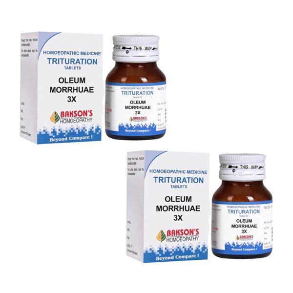 Dr. Bakshi's BAKSON'S HOMOEOPATHY OLEUM MORRHUAE-3X TABLETS (100 UNITS) - Pack of 2