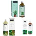 Kapiva Wheatgrass Juice, 1 L & Kapiva Thar Aloe Vera Juice (with Pulp) (1L) & Kapiva Karela Jamun Juice (1L) - Fast Shipping to USA & Canada