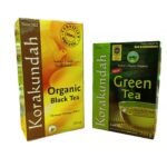 KORAKUNDAH Organic Black Tea FOP (Flowery Orange Pekoe) 250 g | KORAKUNDAH Organic Green Tea 250 g | Pack of 2 | Total 500 g | India's Finest Chamraj Nilgiri Tea - Fast Shipping to USA & Canada