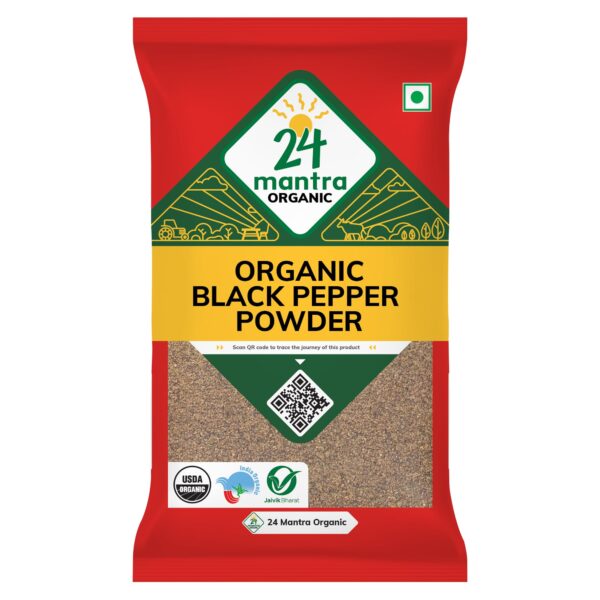 24 Mantra Organic Black Pepper Powder/Kalimirch Powder/Nalla Miriyalapudi - 100gms | Pack of 1 | 100% Organic | Chemical Free & Pesticides Free | Unadulterated | Enhances Taste - Fast Shipping to USA & Canada