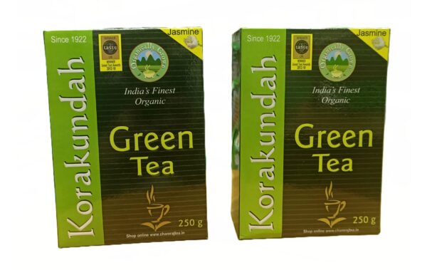 KORAKUNDAH Organic Green Tea (Jasmine) 250 grams | Pack of 2 | Total 500 grams | India's Finest Organic Tea | Chamraj Nilgiri Tea - Fast Shipping to USA & Canada