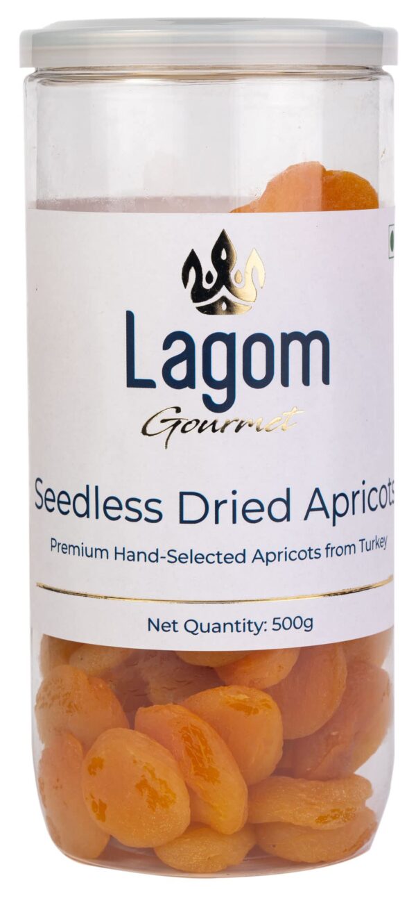 Lagom Gourmet Seedless Dried Apricots 500g | Sun Dried | No Added Sugar | Gluten Free | Vegan | Plant Based | Non GMO | Turkish Apricots Dry Fruits | Dry Apricots | Dried Apricots