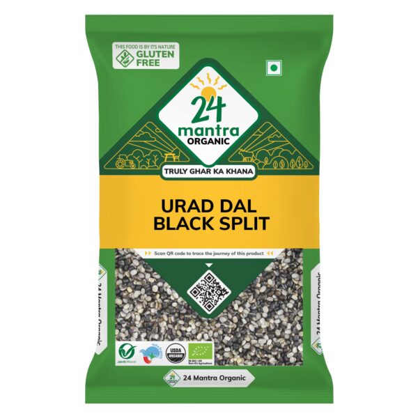 24 Mantra Organic Unpolished Urad Dal Black Split/Black Gram split/Minapa pappu/Kali dal - 500gms | Pack of 1 | 100% Organic | Chemical Free & Pesticides Free - Fast Shipping to USA & Canada