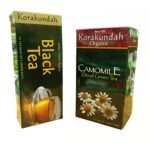 KORAKUNDAH Organic Black Tea 25 Dip Bags | KORAKUNDAH Organic Camomile Decaf Green Tea 25 Dip Bags | Pack of 2 | Total 50 Dip Bags | India's Finest Chamraj Nilgiri Tea - Fast Shipping to USA & Canada