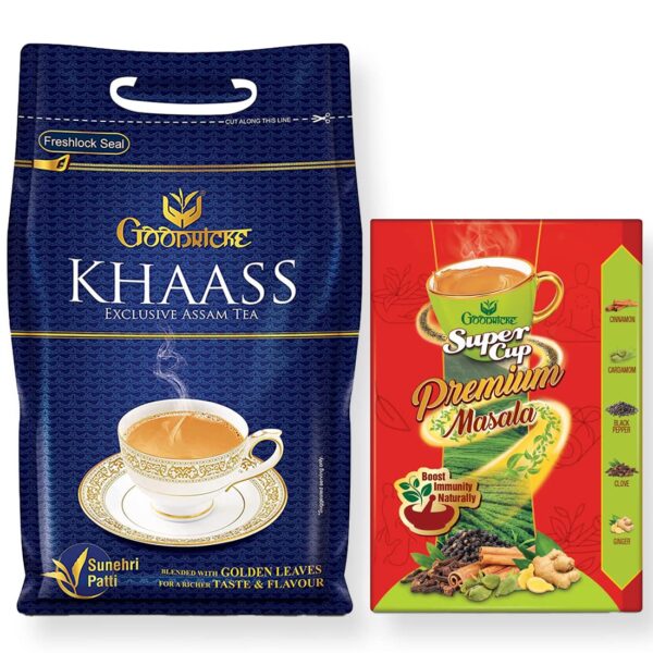GOODRICKE Value Pack - Khaass Assam Tea - 1 kg + SuperCup Premium Masala Tea - 250 gm | Richer Taste & Flavour | Irresistible Aroma - Fast Shipping to USA & Canada