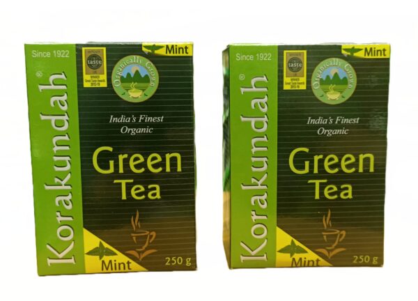 KORAKUNDAH Organic Green Tea (Mint) 250 g | Pack of 2 | Total 500 g | India's Finest Organic Tea | Chamraj Nilgiri Tea - Fast Shipping to USA & Canada