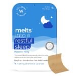 Wellbeing Nutrition Melts Restful Sleep Strips | Plant-Based Melatonin 10mg for Better Sleep & Stress Relief with Chamomile, Tagara, L-Theanine | 30 Oral Thin Strips