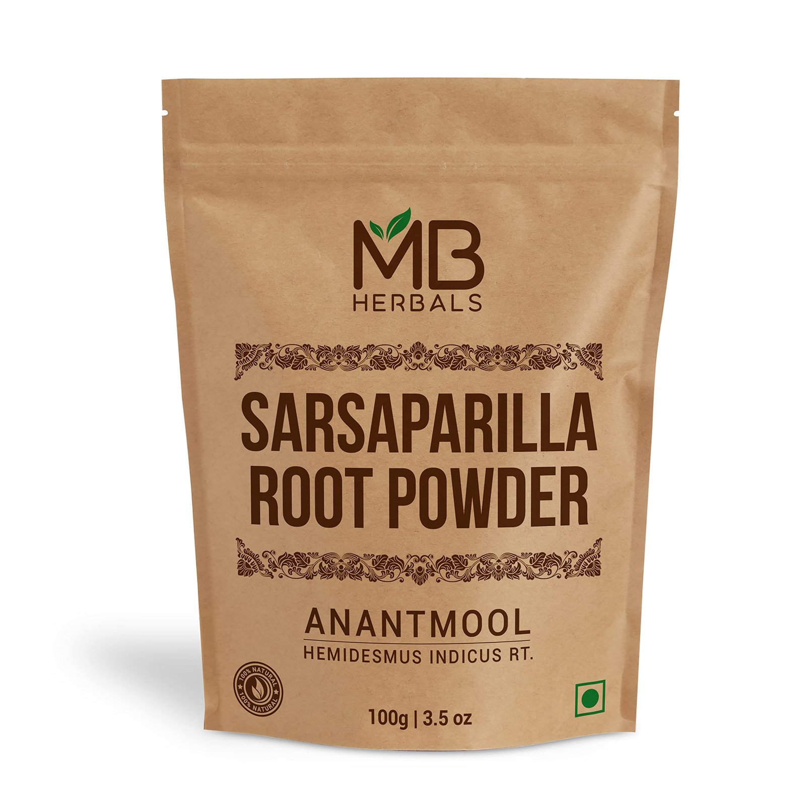 81DetM5LBEL.jpg MB Herbals Sarsaparilla Root Powder 100gram Anantmool Nannari Dry Root Powder Red Sariva - Image 1