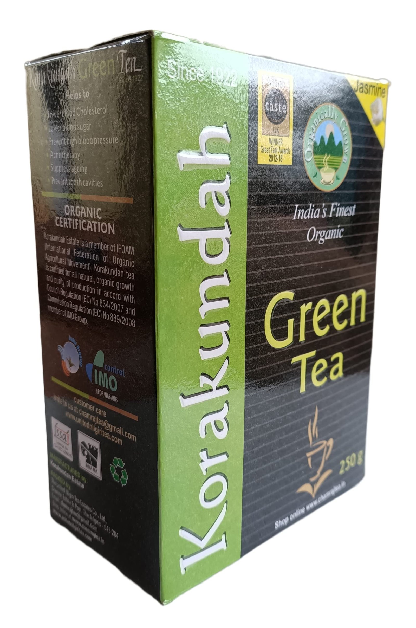 Version 1.0.0 KORAKUNDAH Organic Green Tea (Jasmine) 250 g | Pack of 1 | Total 250 g | India's Finest Organic Tea | Chamraj Nilgiri Tea - Fast Shipping to USA & Canada - Image 1