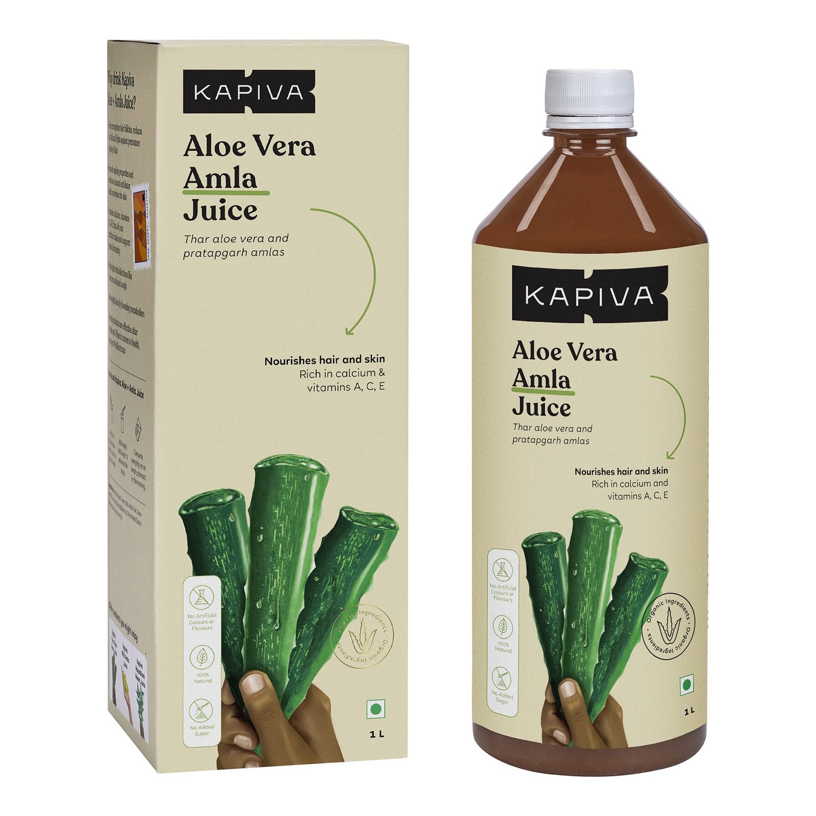Version 1.0.0 Kapiva Aloe Vera + Amla Juice | Cold-pressed Juice for Glowing Skin | Helps with Metabolism (1L) - Fast Shipping to USA & Canada - Image 1