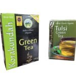 KORAKUNDAH Organic Green Tea (Jasmine) 250 g | KORAKUNDAH Tulsi Green Tea 25 Dip Bags | Pack of 2 | Total 300g | India's Finest Chamraj Nilgiri Tea - Fast Shipping to USA & Canada