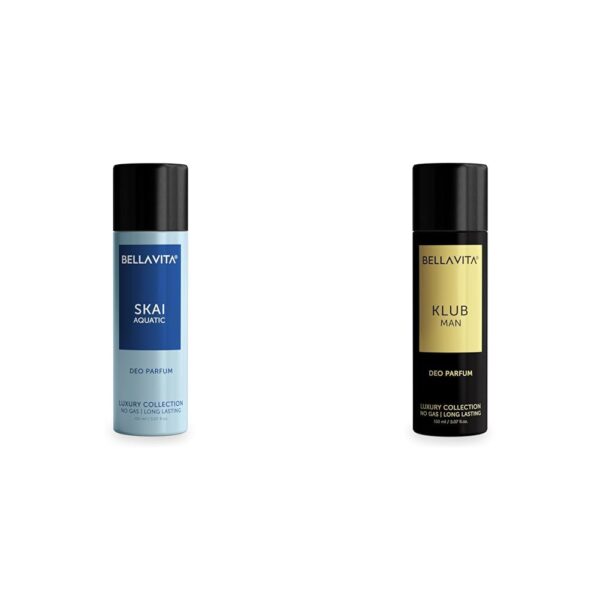 Bella Vita Luxury Skai Aquatic Deodorant Body Parfum Spray Klub Man Body Deodorant Parfum For Men With Lemon Rose&Vanillamusky&Spicy Long Lasting Fragrance Body Perfume Deo 150 Ml,2 Count,Assorted - Fast Shipping to USA & Canada