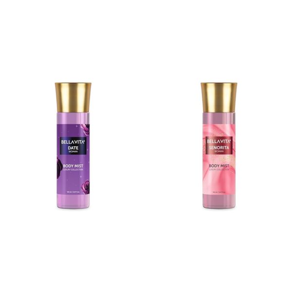 Bella Vita Luxury Date & Senorita Body Spray Mist Perfume Combo With Long Lasting Refreshing Floral & Fruity Fragrance Of Vanilla, Pomegranate & Mint For Women, 150ml Each - Fast Shipping to USA & Canada