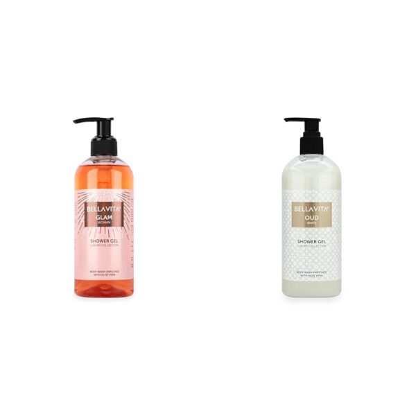 Bella Vita Luxury Glam Woman Body Wash Refreshing Shower Gel 500 ml OUD WHITE Body Wash Refreshing Shower Gel for Deep Cleansing, Hydrating, Moisturising, Softer & Smoother Skin with Aloe Vera 500 ml - Fast Shipping to USA & Canada