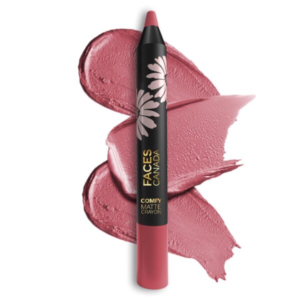 FACESCANADA Comfy Matte Lip Crayon - No Filter 13, 2.8g | 8HR Long Stay | No Dryness | Luxurious Matte Texture | Intense Color in 1 Stroke | Hydrates & Nourishes With Chamomile & Shea Butter - Fast Shipping to USA & Canada
