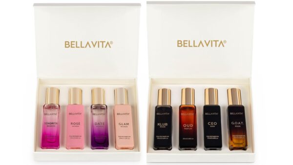 Bella Vita Luxury Organic Luxury Woman Eau De Parfum Gift Set For Women, 4X20Ml With Date & Luxury Man Perfume Gift Set For Men, 4 X 20Ml With Klub - Fast Shipping to USA & Canada