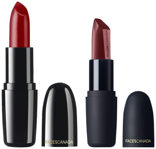 FACESCANADA Weightless Creme Finish Lipstick - Rosewood (Red) & Weightless Matte Lipstick - Wine Rouge 30 (Maroon) - Fast Shipping to USA & Canada