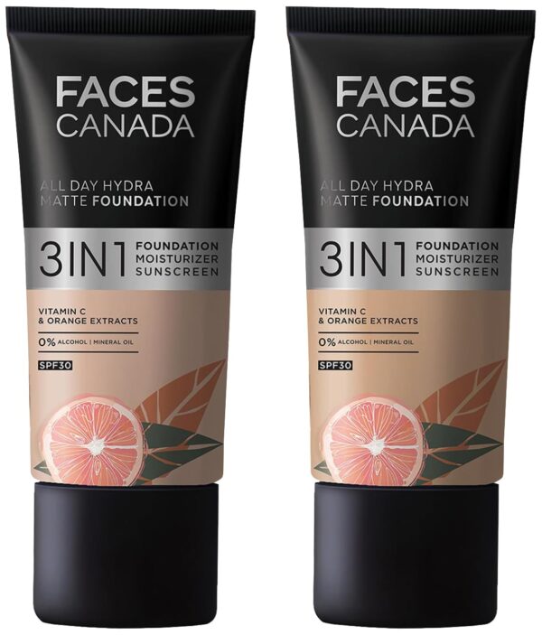 FACESCANADA All Day Full coverage Oil Hydra Matte Foundation & All Day Hydra Matte Foundation Pack Of 2 - Fast Shipping to USA & Canada