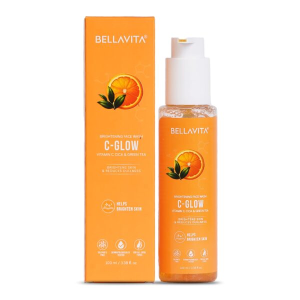 Bella Vita Organic Vitamin C-Glow Natural Face Wash with Honey, Aloe and Sandalwood, Oil Control, Acne Removal and Glowing Skin for Men and Women - 100 ml - Fast Shipping to USA & Canada