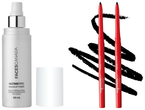 FACESCANADA Ultime Pro Makeup Fixer 50 Ml And Facescanada Magneteyes Metallic Kajal Pencil - Black,0.35G (Pack Of 2) - Fast Shipping to USA & Canada