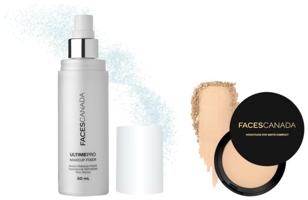 FACESCANADA Ultime Pro Makeup Fixer 50 Ml And Faces Canada Weightless Stay Matte Finish Compact Powder For All Skin Type- Natural 9 Gm, Beige - Fast Shipping to USA & Canada