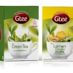 GTEE Green Tea Bags - Regular & Green Tea Bags - Lemon & Ginger, 25 Tea bags (Pack of 2) - Fast Shipping to USA & Canada
