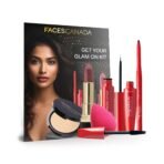 FACESCANADA Get Your Glam On Kit - Kajal (0.35G) + Lipstick (4.2G) + Compact (9G) + Eyeliner (3.5Ml) + Mascara (9.5Ml) + Beauty Blender | Pack Of 6 | Makeup Kit For Women - Fast Shipping to USA & Canada
