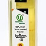 Yugmantra Organic Foods Wood Pressed Natural Wood Pressed Organic Sunflower Cooking Oil | Kachi Ghani | Chemical Free I Cold Pressed 500 Ml Premium Glass Pack - Fast Shipping to USA & Canada