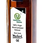 Yugmantra Organic Foods Wood Pressed Natural Organic Black Mustard Cooking Oil | Kachi Ghani | Chemical Free I Sarson Ka Tel I Kolhu Oil I Cold Pressed 500 Ml Premium Glass Pack - Fast Shipping to USA & Canada