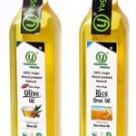 Yugmantra Organic Foods Wood Pressed Natural Organic Olive Oil & Rice Bran Oil Cold Pressed | Kachi Ghani | Chemical Free 500 ml X 2 - Fast Shipping to USA & Canada