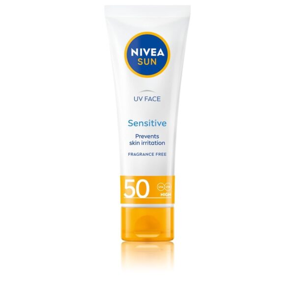 NIVEA Sun UV Face Sensitive SPF 50 Cream (50ml), Sunscreen Protects Against UVA/UVB Rays and Premature Skin Ageing, Sun Cream for Sensitive Facial Skin - Fast Shipping to USA & Canada