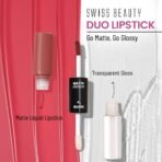 Swiss Beauty Duo Lipstick | Matte smudge-proof Liqud Lipstick + Transparent glossy Lipgloss | Transfer -proof and Long lasting | Shade-Hot Chocolate, 10ml - Fast Shipping to USA & Canada - Image 3