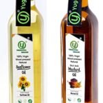 Yugmantra Organic Foods Wood Pressed Natural Organic Black Mustard Cooking Oil | Kachi Ghani | Chemical Free & Sunflower Oil 500 Ml x2 - Fast Shipping to USA & Canada