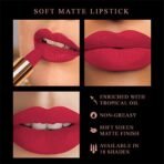MyGlamm Manish Malhotra Soft Matte Lipstick - Scarlet Dream - 4gm | Pinkish Red Shade | Long Lasting, Moisturizing & Hydrating Lipstick | Full Coverage | Enriched with Tropical Oil - Fast Shipping to USA & Canada - Image 6