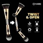 MARS 4 in 1 Travel Brush with Foundation Brush, Powder Brush, Eyeshadow Blending Brush & Flat Brush | Soft Bristles Makeup Brushes Set for Women - Fast Shipping to USA & Canada - Image 5