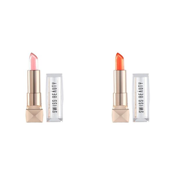 Swiss Beauty glitter Color Changegel Lipstick, Pink-01, 3.6g & Swiss Beauty glitter Color Changegel Lipstick, Red-03, 3.6g - Fast Shipping to USA & Canada