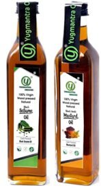 Yugmantra Organic Foods Wood Pressed Black Sesame Oil Edible Gingelly Cooking Oil & Black Mustard Oil 500 Ml x 2 - Fast Shipping to USA & Canada