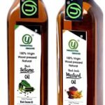 Yugmantra Organic Foods Wood Pressed Black Sesame Oil Edible Gingelly Cooking Oil & Black Mustard Oil 500 Ml x 2 - Fast Shipping to USA & Canada