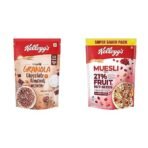 Kellogg's Crunchy Granola Chocolate & Almonds, Multigrain Flakes, 450g And Muesli 21% Fruit and Nut, High in Iron, Source of Fibre, Naturally Cholesterol Free, 750g Pack both are Breakfast Cereal - Fast Shipping to USA & Canada - Image 2